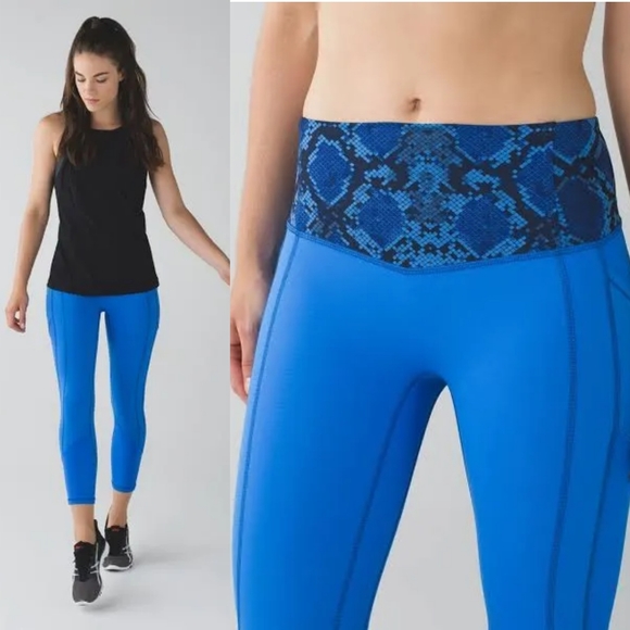 lululemon athletica Pants - Lululemon All The Right Places Crop Blue Snakeskin